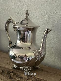 VTG Poole 5000 Silver Plate 9 Coffee / Tea Pot withCreamer Pitcher & Sugar Bowl