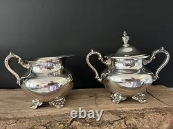 VTG Poole 5000 Silver Plate 9 Coffee / Tea Pot withCreamer Pitcher & Sugar Bowl