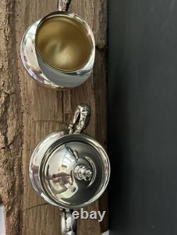 VTG Poole 5000 Silver Plate 9 Coffee / Tea Pot withCreamer Pitcher & Sugar Bowl