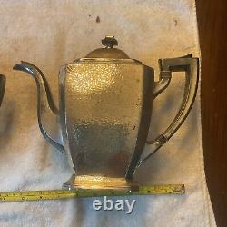 VTG SHEFFIELD 5 Pc SILVER PLATE HAND HAMMERED Coffee Tea Service Set