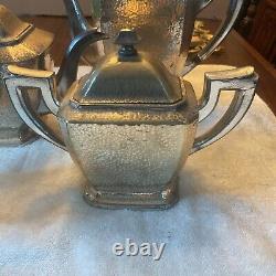 VTG SHEFFIELD 5 Pc SILVER PLATE HAND HAMMERED Coffee Tea Service Set