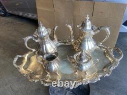VTG Wallace #1200 Silver Plate 6 Piece Coffee/Tea Set withFooted Tray