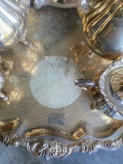 VTG Wallace #1200 Silver Plate 6 Piece Coffee/Tea Set withFooted Tray