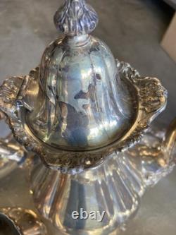 VTG Wallace #1200 Silver Plate 6 Piece Coffee/Tea Set withFooted Tray