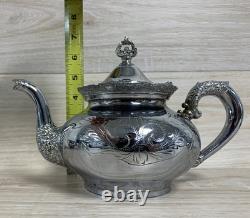 Van Bergh Quadruple Plate 4 Piece Tea Set (Tea Pot, Cream, Sugar&Waste) Pre 1924