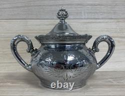 Van Bergh Quadruple Plate 4 Piece Tea Set (Tea Pot, Cream, Sugar&Waste) Pre 1924