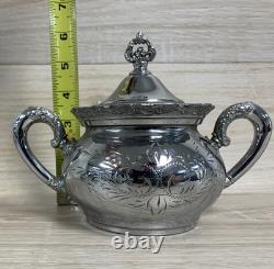 Van Bergh Quadruple Plate 4 Piece Tea Set (Tea Pot, Cream, Sugar&Waste) Pre 1924