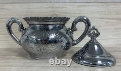 Van Bergh Quadruple Plate 4 Piece Tea Set (Tea Pot, Cream, Sugar&Waste) Pre 1924
