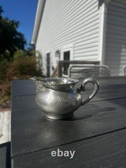 Van Bergh Silver Quadruple Plate 1898 Antique Tea Set Made In New York Floral