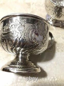 Very Rare Antique Sheffield Silver Plated Coffee Tea 4 Cups Set Made in England