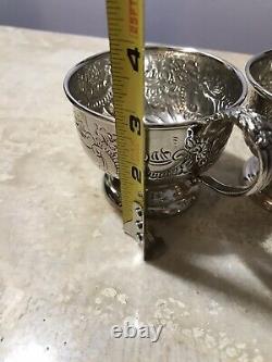 Very Rare Antique Sheffield Silver Plated Coffee Tea 4 Cups Set Made in England