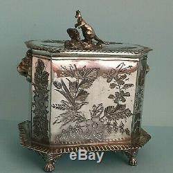 Victorian Antique Silver Plated Old Tea Caddy 1890s Vintage Australiana Kangaroo