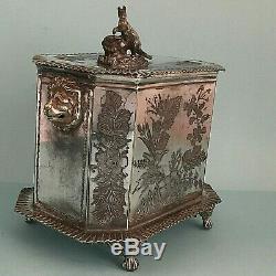 Victorian Antique Silver Plated Old Tea Caddy 1890s Vintage Australiana Kangaroo