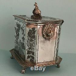 Victorian Antique Silver Plated Old Tea Caddy 1890s Vintage Australiana Kangaroo