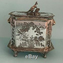 Victorian Antique Silver Plated Old Tea Caddy 1890s Vintage Australiana Kangaroo