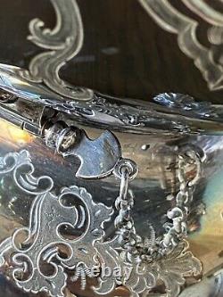 Victorian Antique Spirit Kettle Silver Plate Tea Pot on Tilting Stand with Burner