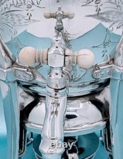 Victorian Antique Tropical Silver Plate Aesthetic Samovar Tea Urn Hot Water Pot