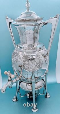Victorian Antique Tropical Silver Plate Aesthetic Samovar Tea Urn Hot Water Pot