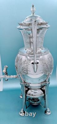 Victorian Antique Tropical Silver Plate Aesthetic Samovar Tea Urn Hot Water Pot