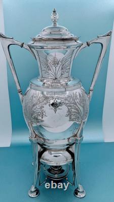 Victorian Antique Tropical Silver Plate Aesthetic Samovar Tea Urn Hot Water Pot