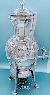Victorian Antique Tropical Silver Plate Aesthetic Samovar Tea Urn Hot Water Pot