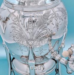 Victorian Antique Tropical Silver Plate Aesthetic Samovar Tea Urn Hot Water Pot