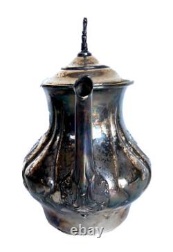 Victorian Britannia Metal Co. Quad Plate Silver Tea Set, Hand Hammered & Chased