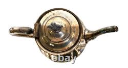 Victorian Britannia Metal Co. Quad Plate Silver Tea Set, Hand Hammered & Chased