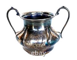 Victorian Britannia Metal Co. Quad Plate Silver Tea Set, Hand Hammered & Chased