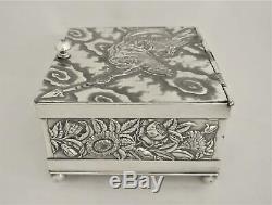 Victorian Derby Embossed Repousse Japanese Revival Locking Tea Caddy Tea Box