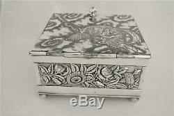 Victorian Derby Embossed Repousse Japanese Revival Locking Tea Caddy Tea Box