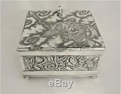 Victorian Derby Embossed Repousse Japanese Revival Locking Tea Caddy Tea Box