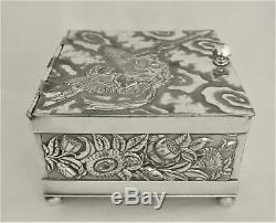 Victorian Derby Embossed Repousse Japanese Revival Locking Tea Caddy Tea Box