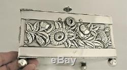 Victorian Derby Embossed Repousse Japanese Revival Locking Tea Caddy Tea Box