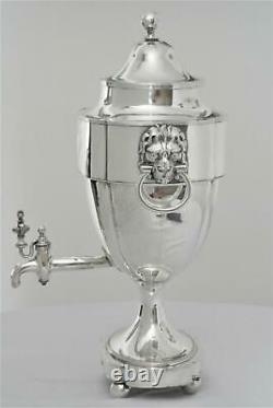 Victorian English Old Sheffield Plate Osp Figural Lion Face Samovar Tea Urn