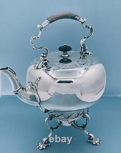 Victorian English William Hutton Silver Plate Egyptian Revival Tilting Teapot