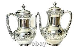 Victorian Era Pairpoint Quadruple Silverplate 6 Piece Repousse Breakfast Tea Set
