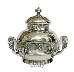 Victorian Era Pairpoint Quadruple Silverplate 6 Piece Repousse Breakfast Tea Set
