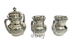 Victorian Era Pairpoint Quadruple Silverplate 6 Piece Repousse Breakfast Tea Set