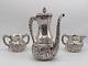 Victorian Era Silver-plated Tea Set Simpson Hall Miller Embossed Roses Repousse