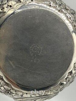 Victorian Era Silver-Plated Tea Set Simpson Hall Miller Embossed Roses Repousse