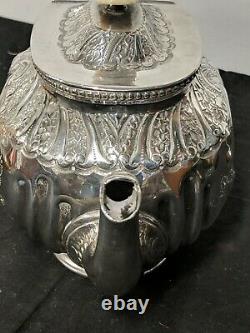 Victorian Heavy Quality Repousse Floral Silver Plate Tea Pot