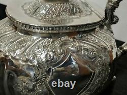 Victorian Heavy Quality Repousse Floral Silver Plate Tea Pot