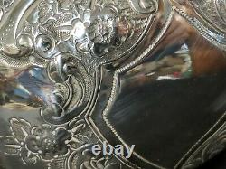 Victorian Heavy Quality Repousse Floral Silver Plate Tea Pot