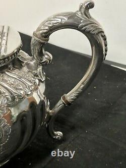 Victorian Heavy Quality Repousse Floral Silver Plate Tea Pot