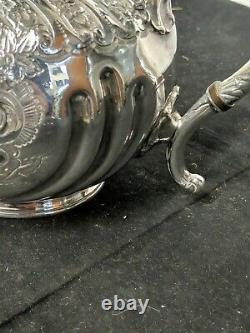 Victorian Heavy Quality Repousse Floral Silver Plate Tea Pot