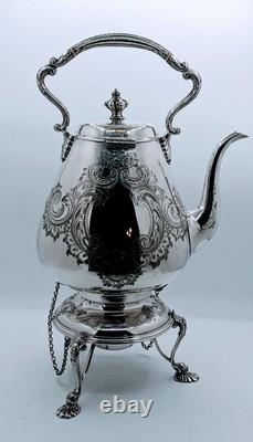Victorian Mappin Bros. London Bridge England Tilting Tea Pot Burner Warming Stan