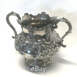 Victorian Ornate Sheffield Silver Plate Tea Set with Bird Finials 4 Piece Set