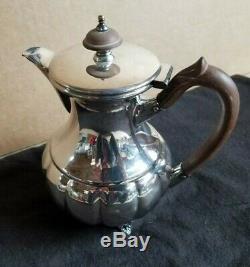 Victorian Plate EPBM Tea Coffee Water Pot Creamer Sugar Bowl Set #316 Silver
