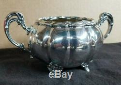 Victorian Plate EPBM Tea Coffee Water Pot Creamer Sugar Bowl Set #316 Silver